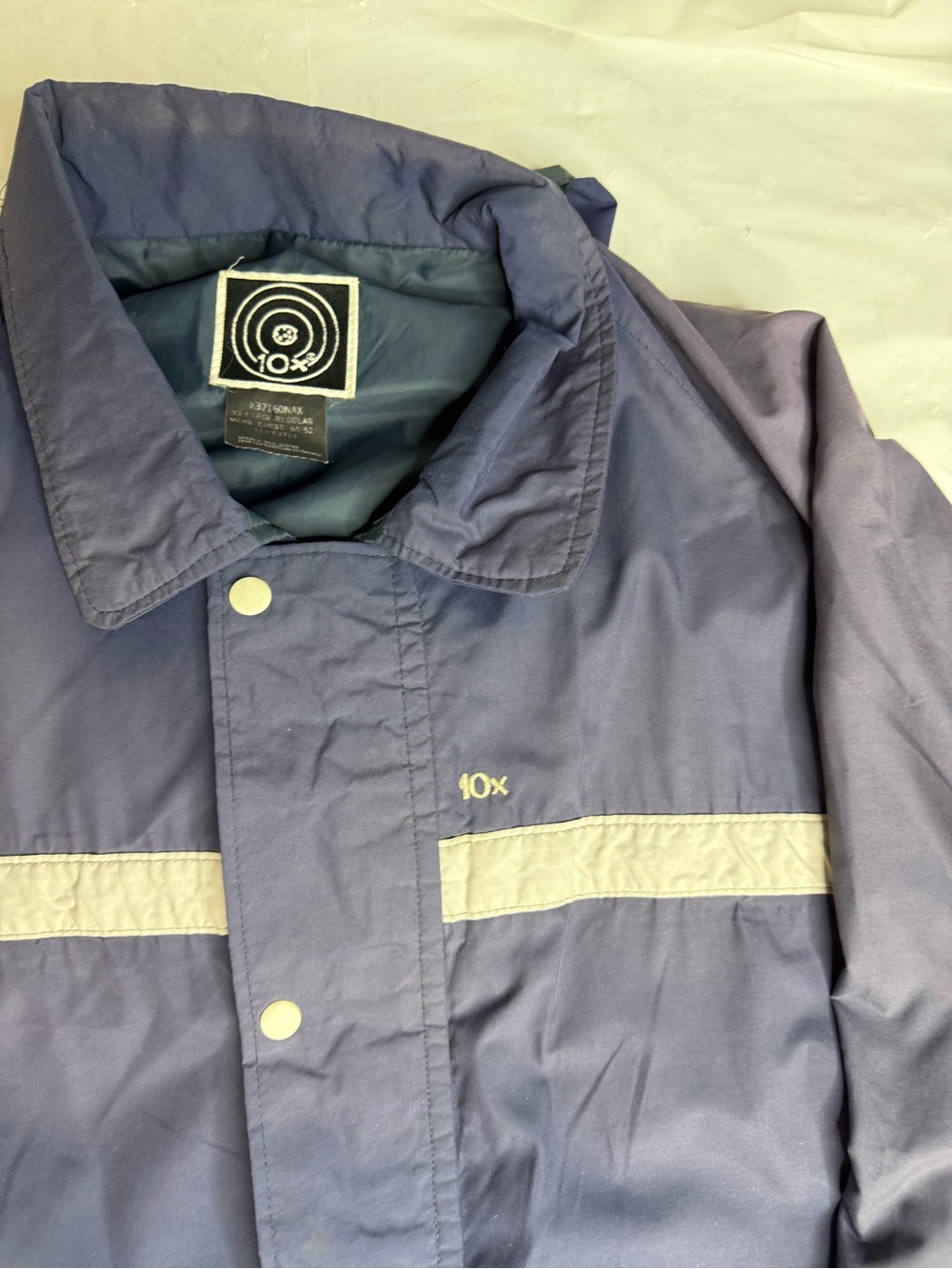 Vintage 10X USA Made Hooded Hunting Jacket Mens XXL Blue Outdoor Rain Coat